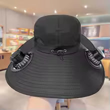 2025 Wide Brim Solar Fan Hat Sun Protection with Dual Power (Solar USB) Adjustable Outdoor Beach ‌Hike Fishing Hat for Men Women