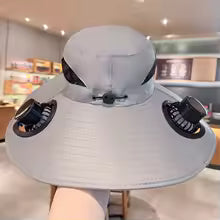 2025 Wide Brim Solar Fan Hat Sun Protection with Dual Power (Solar USB) Adjustable Outdoor Beach ‌Hike Fishing Hat for Men Women
